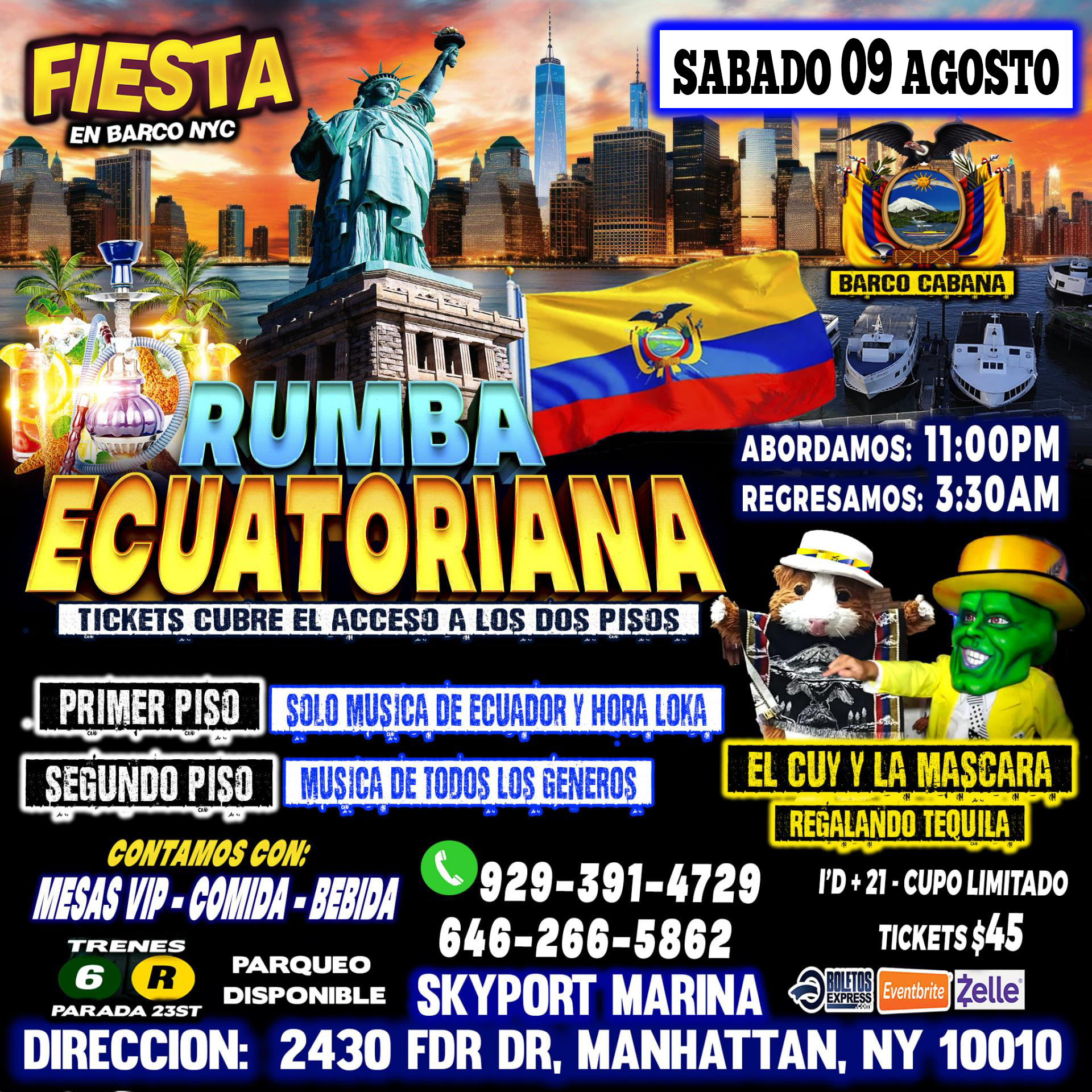 Buy tickets for RUMBA ECUATORIANA EN BARCO RUMBA ECUATORIANA EN BARCO